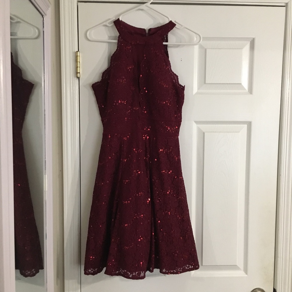 Short dark red formal dress!